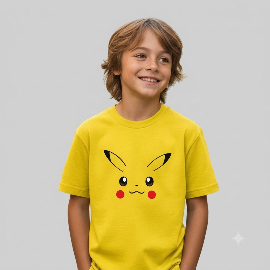 Camiseta Pokémon Pikachu Infantil Menino 100% Algodão Premium Estampa Anime Geek Manga Curta Confortável