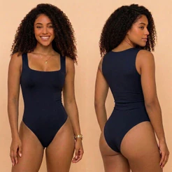 Body Collant Feminino Regata Blusa Decote Quadrado Com Forro Estilo Blogueira Sem fecho