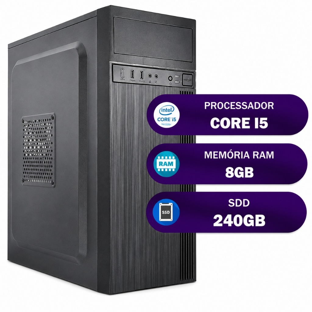 Pc Cpu Intel Core i5 2400 + Ssd 240gb, 8gb Memória Ram