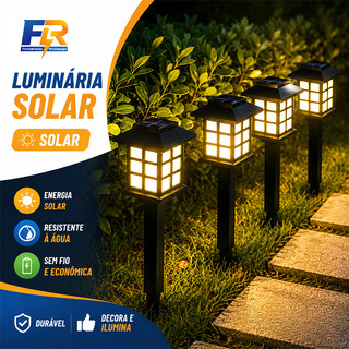 Kit 2/4/6 Luminária Solar Espeto LED À Prova D'água Decorativa Recarregável para Jardim G…