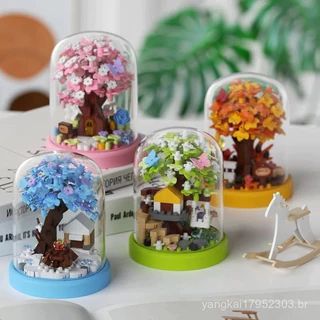 Brinquedos de Menina Blocos tipo Mini LEGO Cúpula Jardim Colecionável Mini Flores Educativo Inblox P