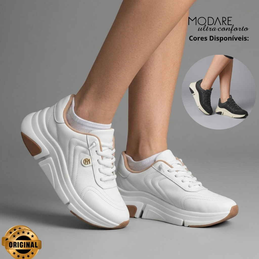 Tênis Modare Feminino Casual Estilo Chunky Macio Ultraconforto Ortopédico Calce Fácil