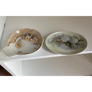 2 pratinhos de porcelana pinturas flores delicado pratos antigos