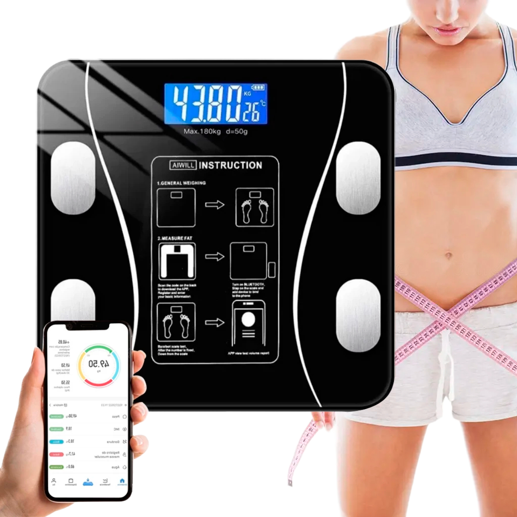 Balança Bioimpedancia Digital Bluetooth Corporal até 180kg