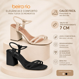 Sandália Feminina Beira Rio - Salto Médio Bloco Confortável Tiras – Elegante para Festa e Dia a Dia