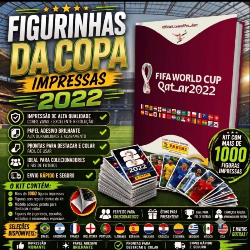 Figurinhas adesivas impressas copa do mundo Catar 2022 - TODAS