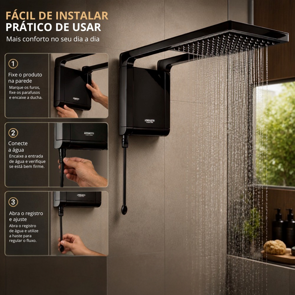 Chuveiro Elétrico Ducha Acqua Storm Ultra Preto 220v 7800w 6800w Lorenzetti · foto 2