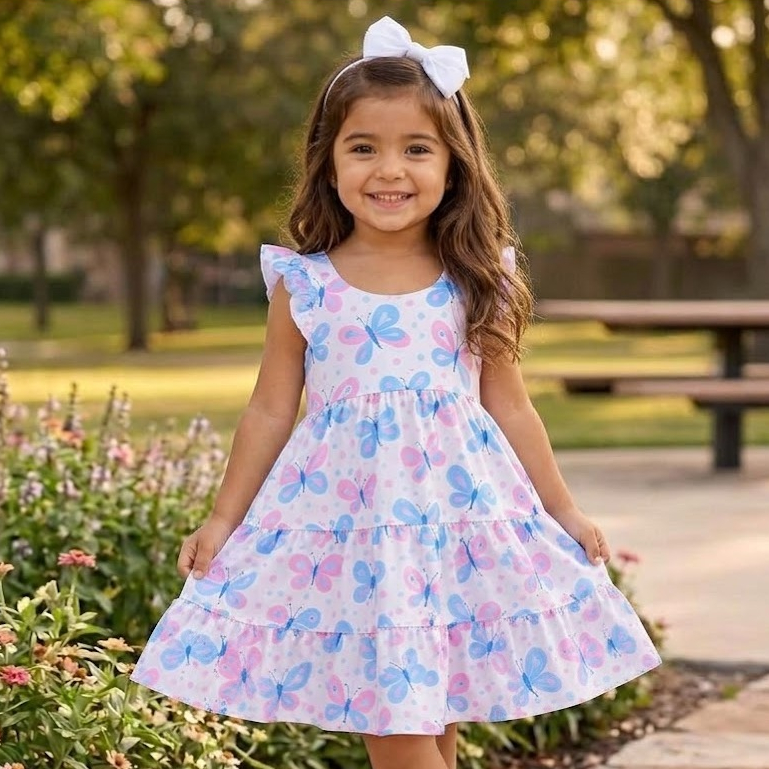 Vestido Infantil Menina Soltinho Verão Estampado Leve Fresquinho Roupa Criança Moda Blogueirinha Casual Confortável