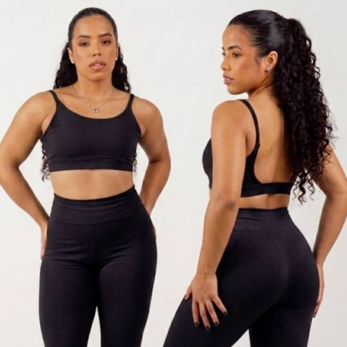 Conjunto Fitness July Feminino Academia Legging Cintura Alta + Top Cropped Treino Moda Fitness