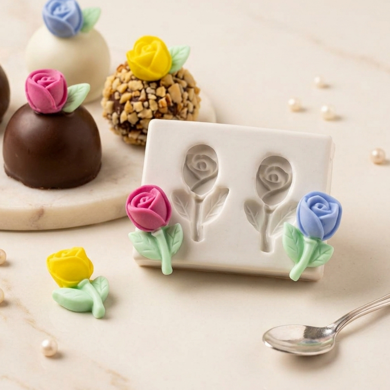 Molde de Silicone Confeitaria e Biscuit Botão de Rosa Formoso 1825
