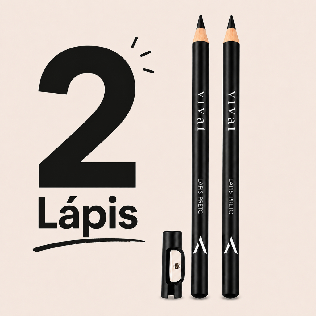 Kit 2 Lápis de Olho e Sobrancelha Preto e Marrom Profissional Vivai com Apontador Longa Duração Maquiagem Delineador