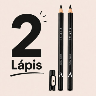 Kit 2 Lápis de Olho e Sobrancelha Preto e Marrom Profissional Vivai com Apontador Longa D…