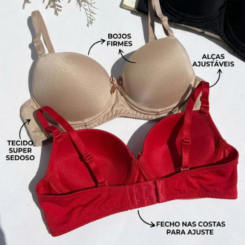 Kit C/2 Sutiã Básico Reforçado de Microfibra Com Bojo Escolha a Cor do P ao GG — imagem 2 de 2