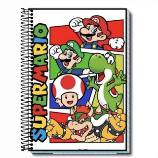 Caderno Escolar Universitário super mario Capa Dura Personalizado , capa dura com espiral , 01 a 20 Matérias , capa 2026