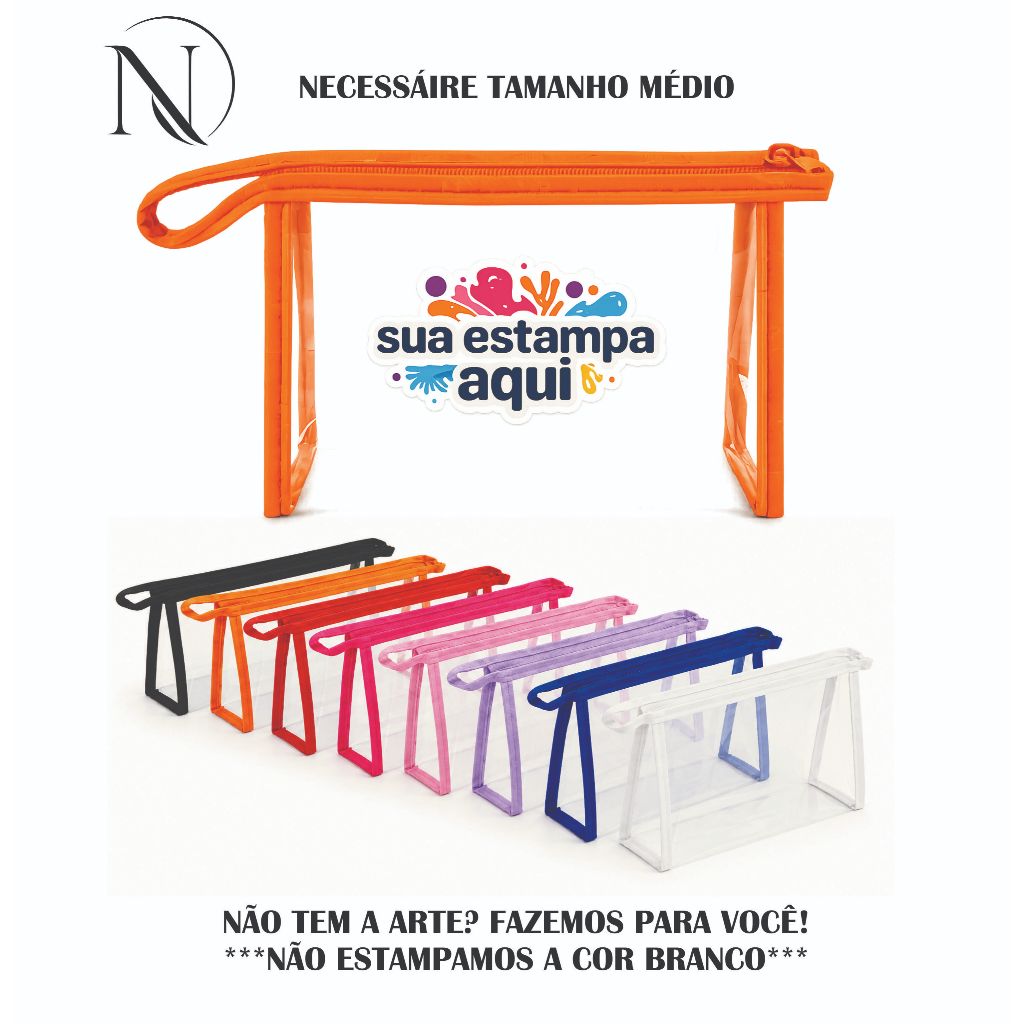Kit 24 Necessaire Estojo M Personalizado Plástico Transparente Eventos Lembrança Aniversário Empresa