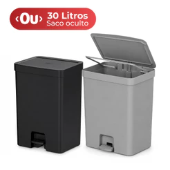Lixeira de Pedal 30 Litros Lixeira para Cozinha Banheiro Linha Trium Cinza Preto Lixeira Quarto OU