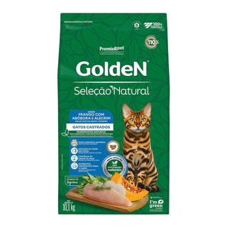 Ração Golden Seleção Natural Gatos Adultos Castrados Frango com Abóbora e Alecrim 10,1kg