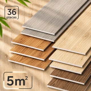 Piso Vinílico Adesivo 5~10m² Texturizado Antiderrapante Autocolante PVC Estilo Madeira