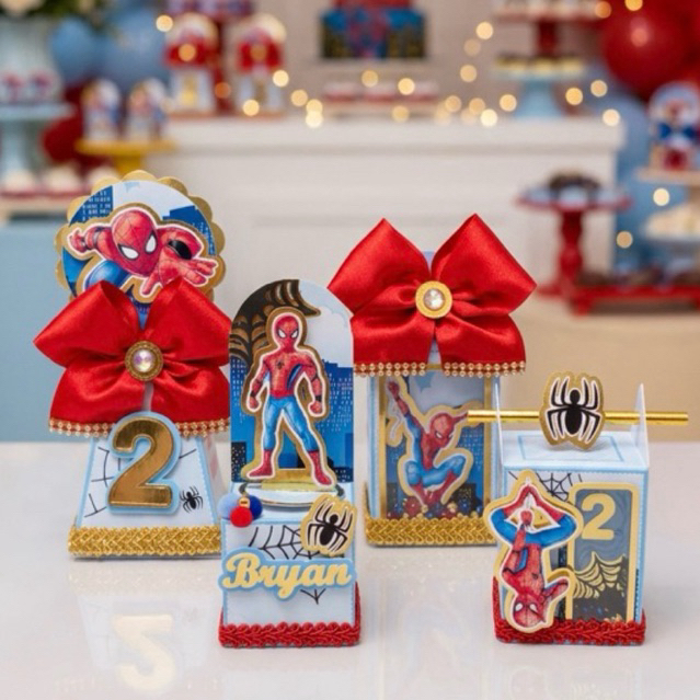 Kit Lembrancinha Homem-Aranha Spider Personalizados Decoração Festa infantil Caixinha Homem-Aranha Spider  Papelaria