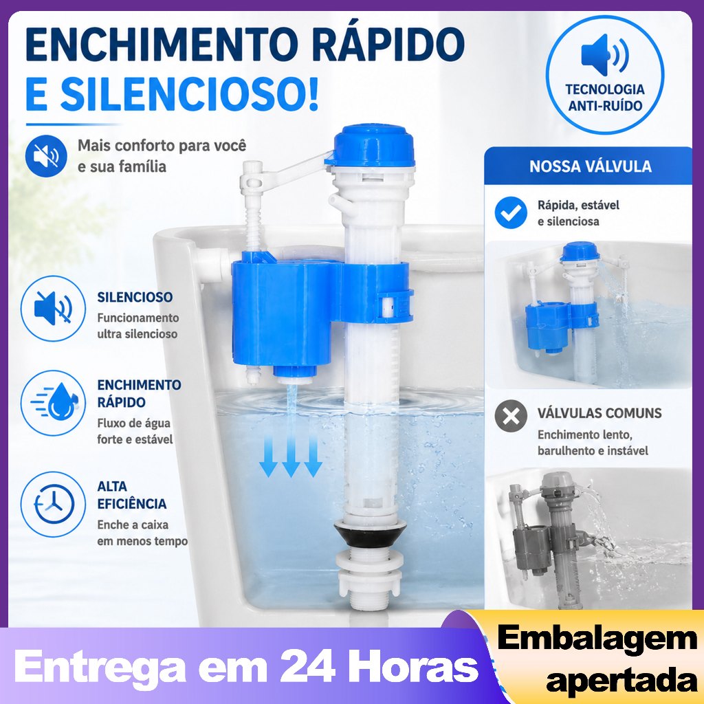 Válvula Entrada Universal Caixa Acoplada | Reparo Descarga Banheiro | Mecanismo Enchimento Ajustável