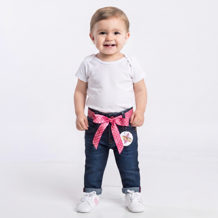 Calça Jeans Infantil Menina Bebê 0 a 3 Anos Estilosa Confortável Qualidade Premium