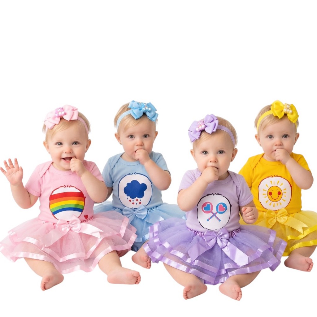 Body Bebe - Ursinho Carinhoso + Tutu + Laço - Mesversario