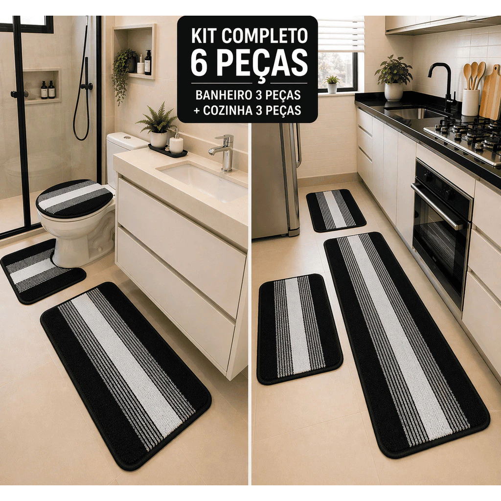 Kit Cozinha Passadeira 3 peças Kit Banheiro 3 peças Decoração