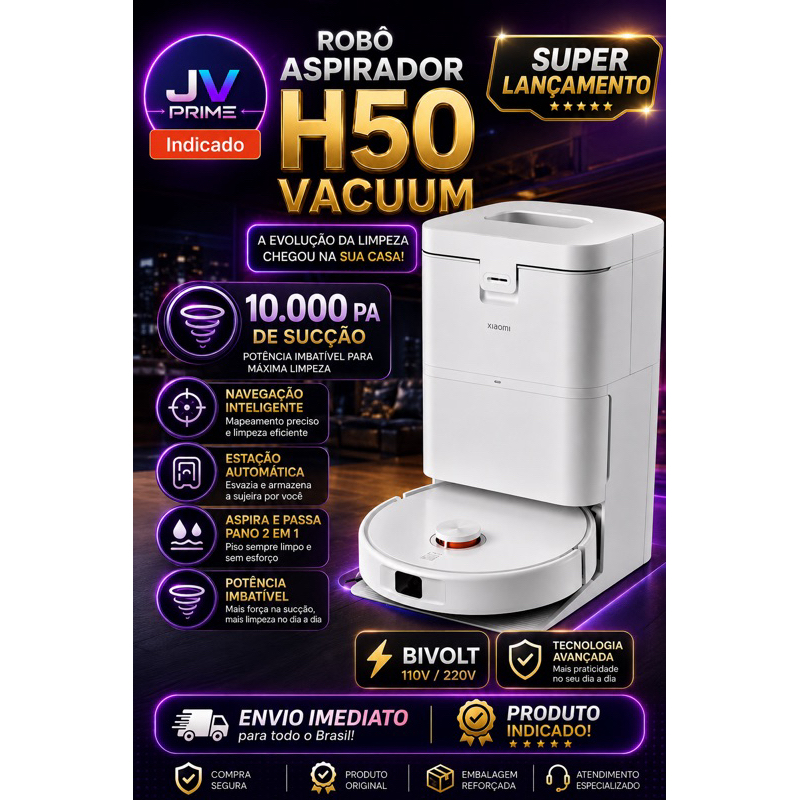 Robot H50 Vacuum 10.000 PA Com Garantia 100%Lacrado Original