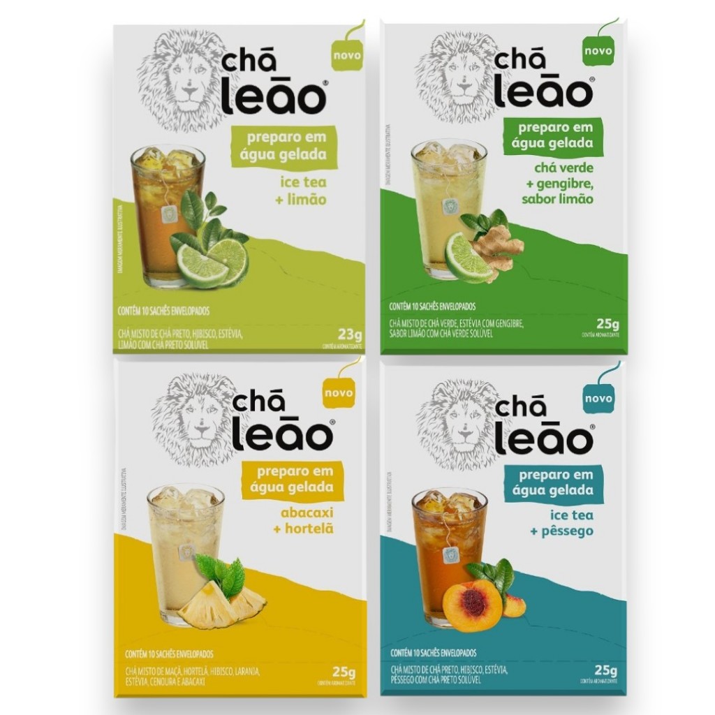 Kit 4 Chás Leão Preparo Em Água Gelada