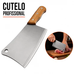 Cutelo Profissional Com Furo Em Aço Inox 28cm Premium