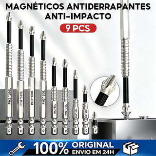 kit 9 bits ph2 philips magnéticos antiderrapantes, resistentes a impacto, liga s2 para parafusadeira de impacto