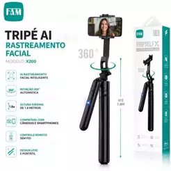Tripe estabilizador com rastreamento facial inteligenre suporte para celular com câmera sem fio 360 graus FAM FTR X200