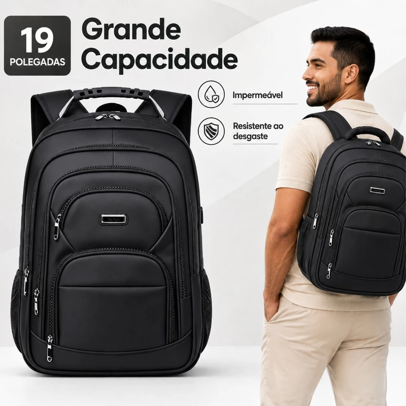Mochila Unissex 19 Pol Impermeável Grande Capacidade — foto 3