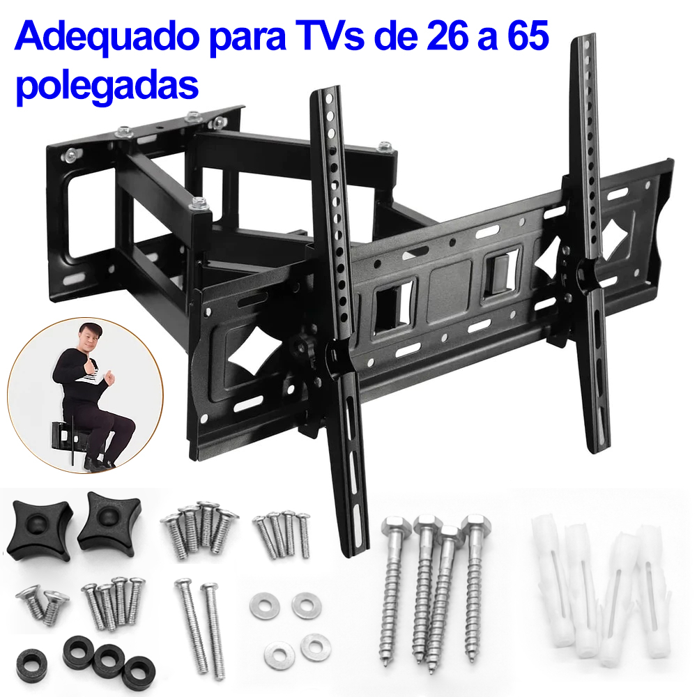 Suporte Tri Articulado De Parede P/ Tvs 26' A 65 'Multiarticulado Reforçado Para Tv/monitor Maxmulti Tv maxima 50KG Led