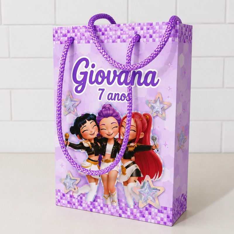 Sacolinha Personalizada Guerreiras do K-pop Huntrix Lembrancinha Personalizada Kit Festa