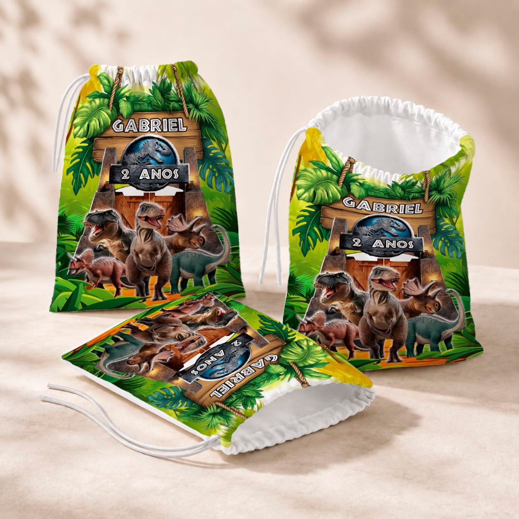 20 Sacolinhas Personalizada Festa Infantil 18x26 Aniversário Lembrancinha Dinossauros Dinossauro M4