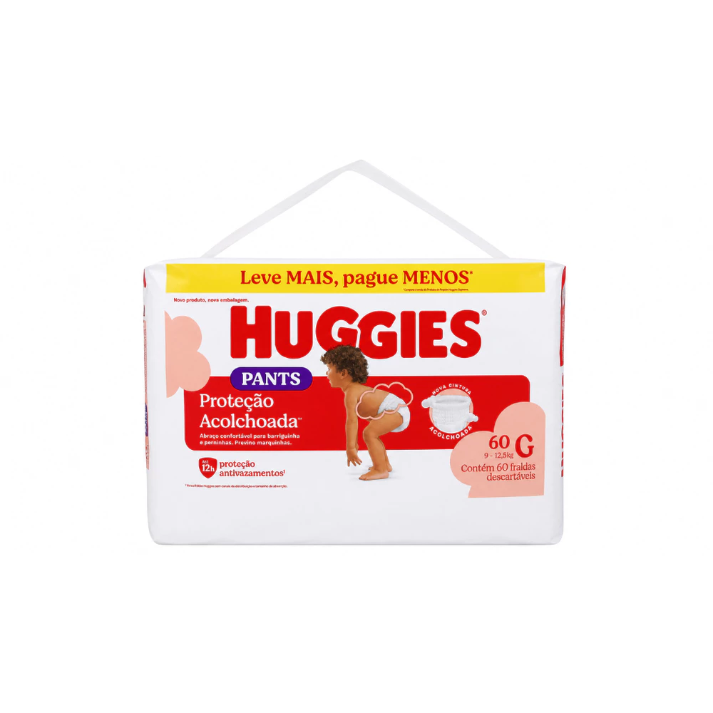 Huggies Pants Proteção Acolchoada G | 60 Fraldas Descartáveis Tipo Roupinha, Cintura Macia