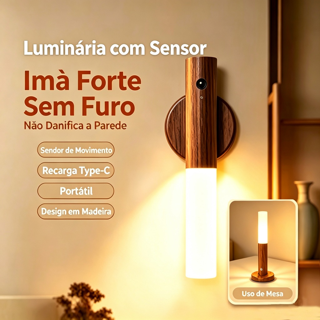 Luminarias Led Arandelas Paredes Luz Amarela Luminaria Senso