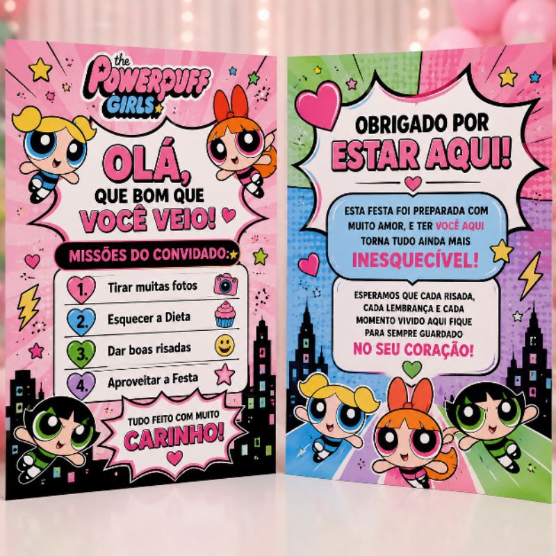 Kit de plaquinha Meninas super poderosas centro de mesa Personalizados /Lembrancinha de Festa /Aniversário