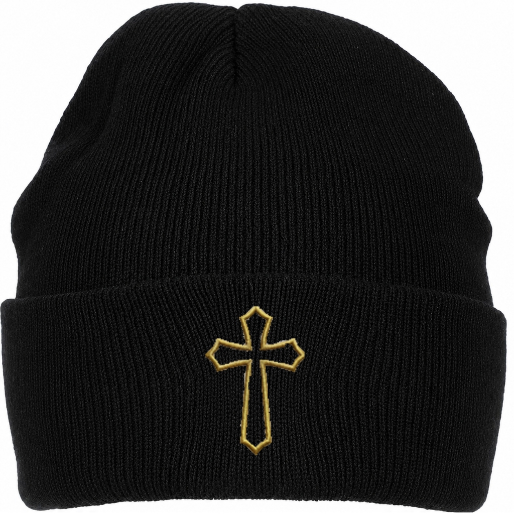 Touca Gorro Cruz Bordado Personalizado Cristo Frio Inverno Unissex