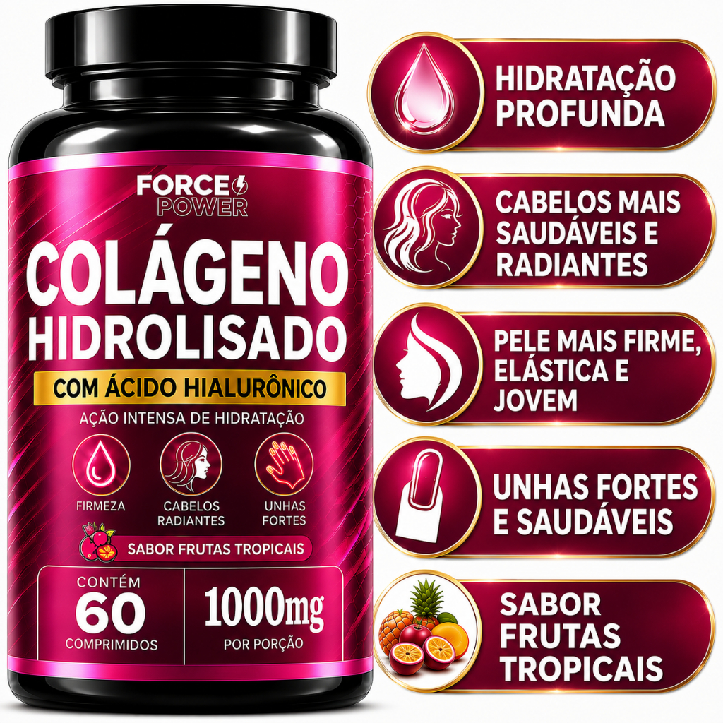 Colágeno Hidrolisado + Ácido Hialurônico 60 Comprimidos PELE