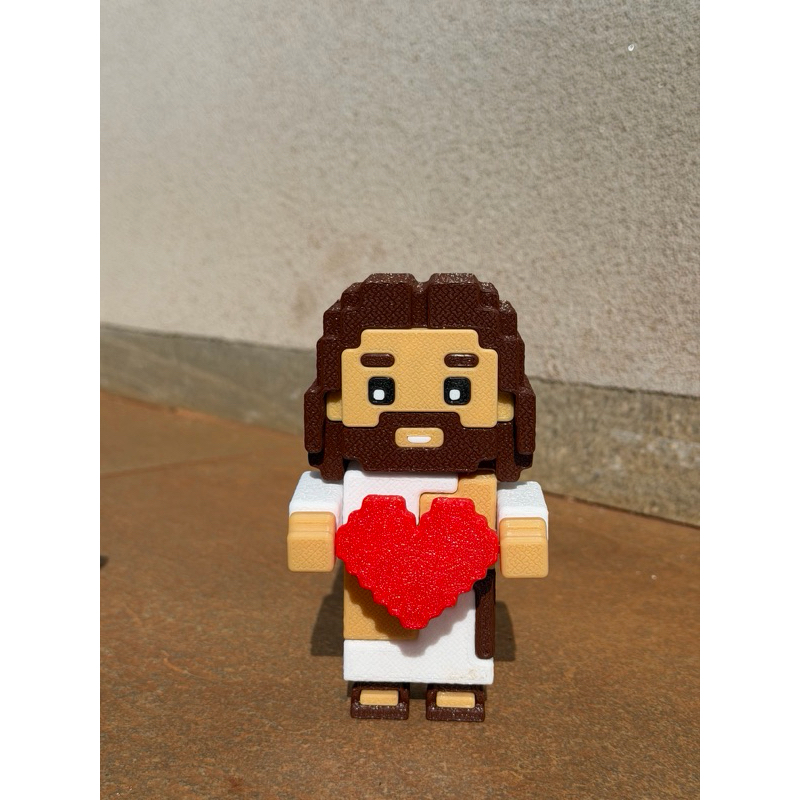 Sagrado Coração de Jesus 3D 15cm – Imagem Católica Estilo Blocos – Presente Religioso