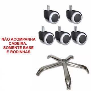 Conjunto Rodinha e Base Estrela Cadeira de Escritorio Trabalho Estudos Quarto Casa Resistente Giratoria