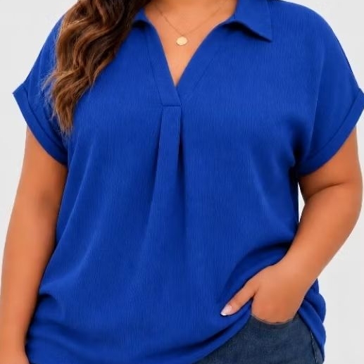 CAMISA BLUSA FEMININO PLUS ZESI EN TECIDO DUNA CANELADO