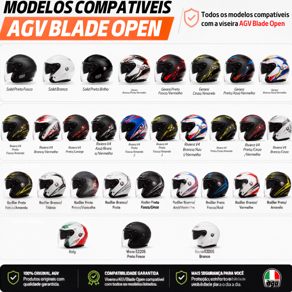 Viseira Cristal Capacete FW3 X Open AGV Blade Aberto 2,2mm — imagem 2 de 2