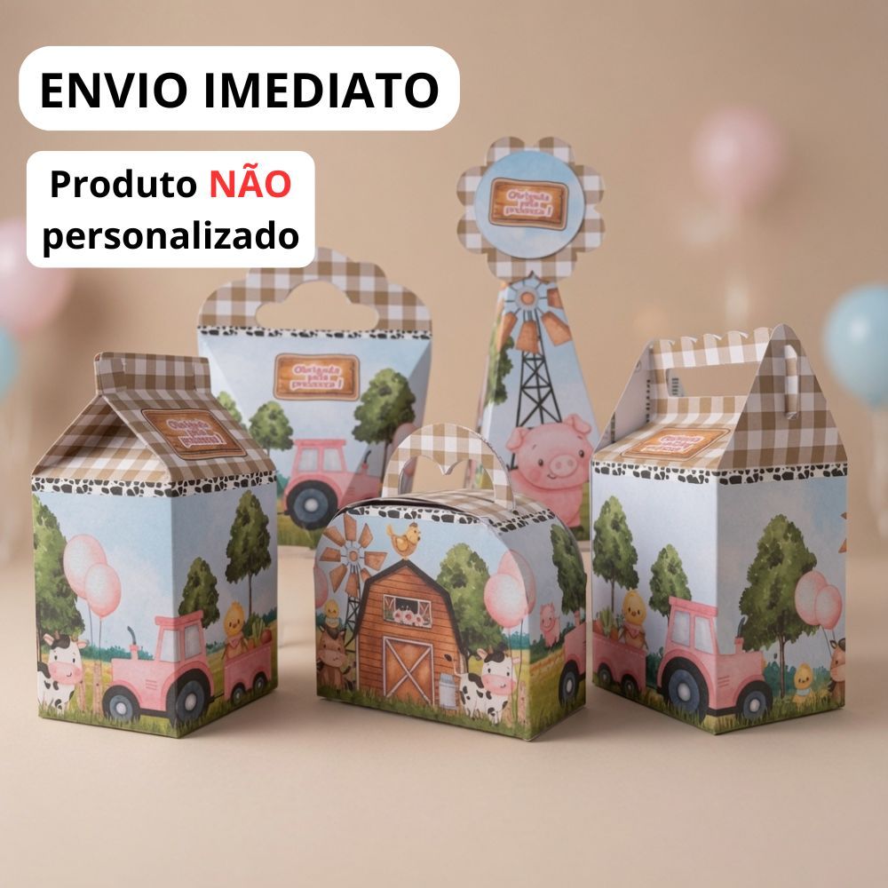 Kit Caixinhas Fazendinha Menina Personalizado Festa Infantil Aniversário Menina Decoração