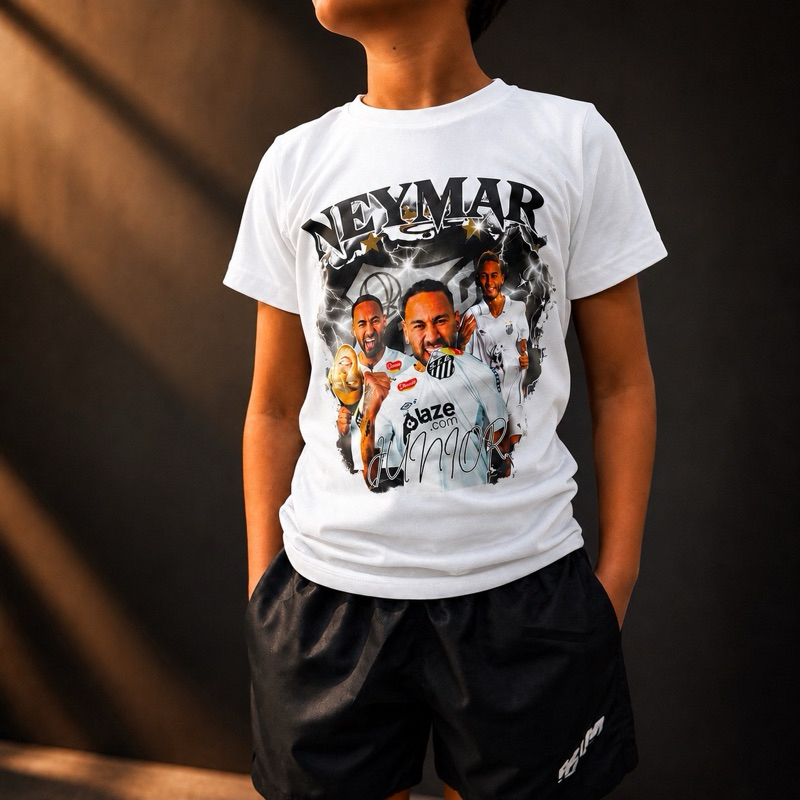 Kit Conjunto Infantil Camiseta E Bermuda Tactel Do Neymar Em Algodão Lançamento Futebol
