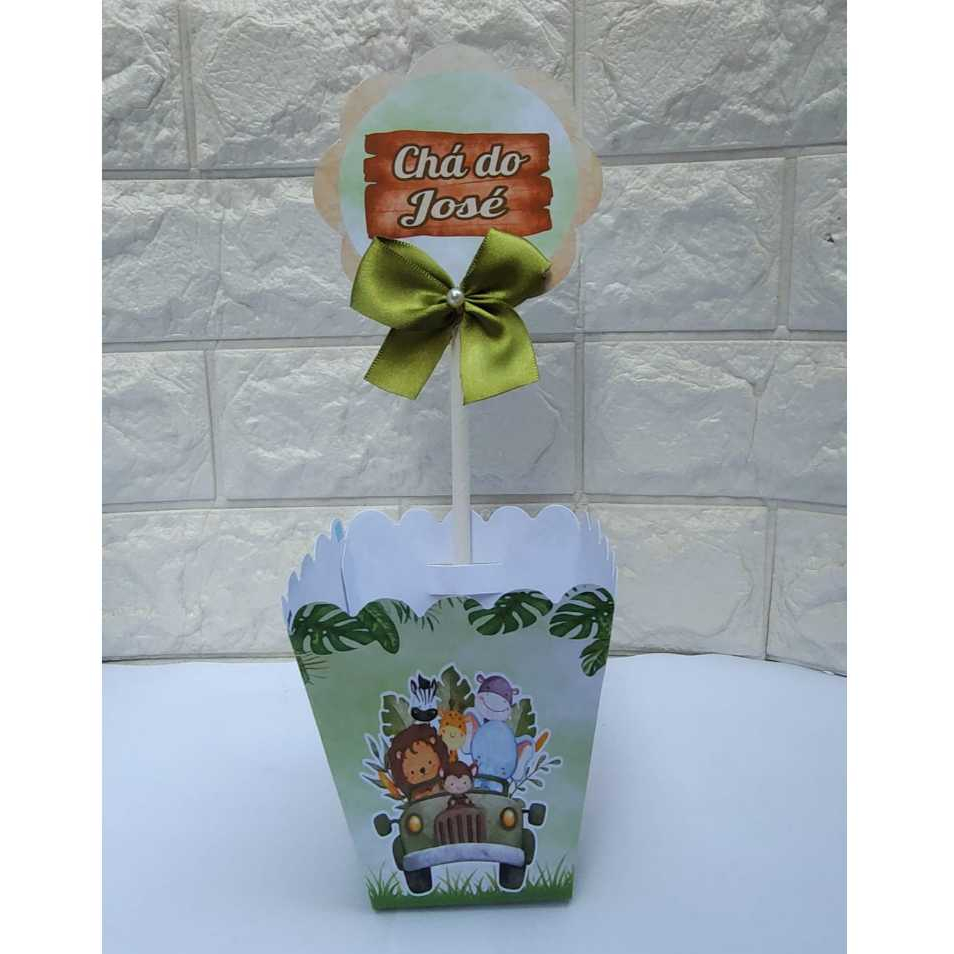 Centro de Mesa Cachepot do Safari Baby Menino personalizadas Lembrancinhas  Festa infantil Aniversario Caixinhas