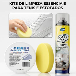 Kit Limpa Tênis + Esponja Circular e Limpa Estofados Zip 300ml