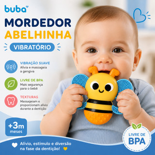 Mordedor Vibratório Buba Abelhinha com Texturas para Gengiva do Bebê